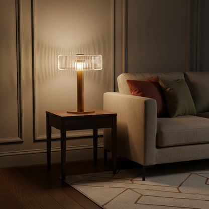 Ribbed Glass Carousel Table Lamp