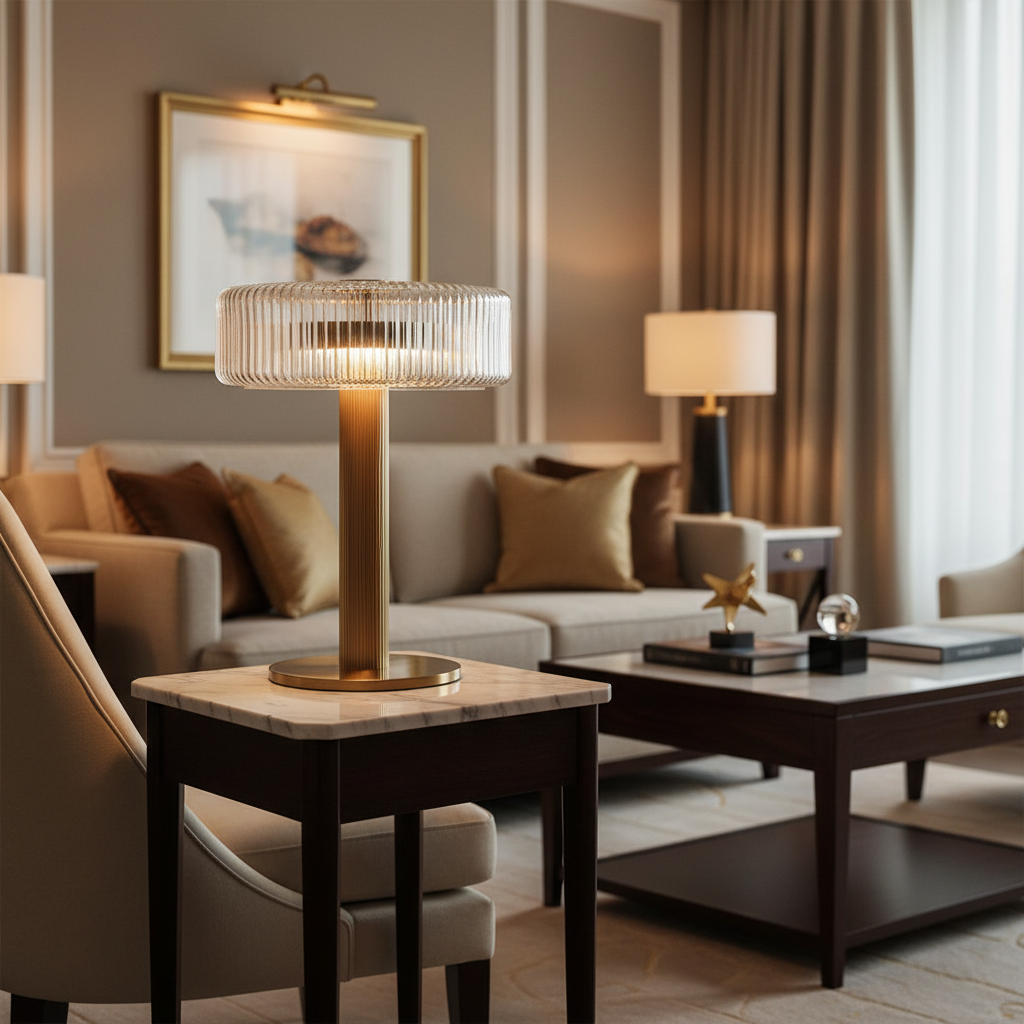 Ribbed Glass Carousel Table Lamp