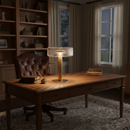 Ribbed Glass Carousel Table Lamp