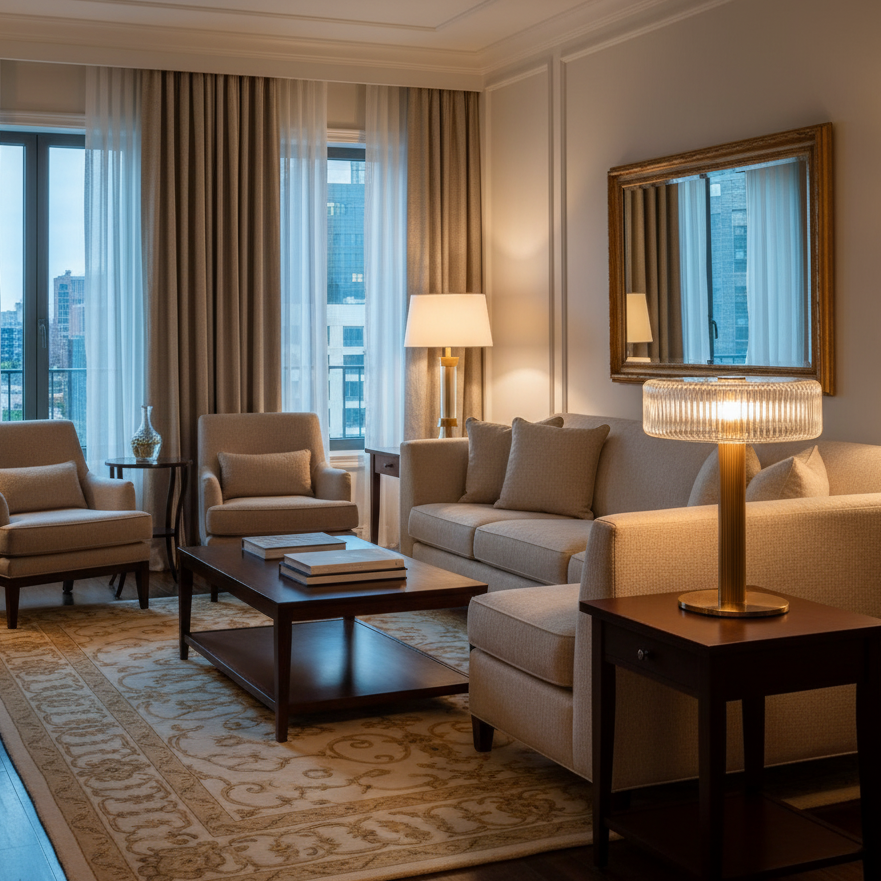 Ribbed Glass Carousel Table Lamp