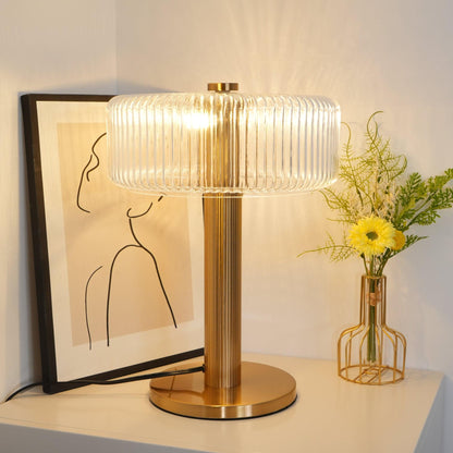 Ribbed Glass Carousel Table Lamp