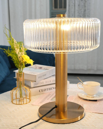 Ribbed Glass Carousel Table Lamp