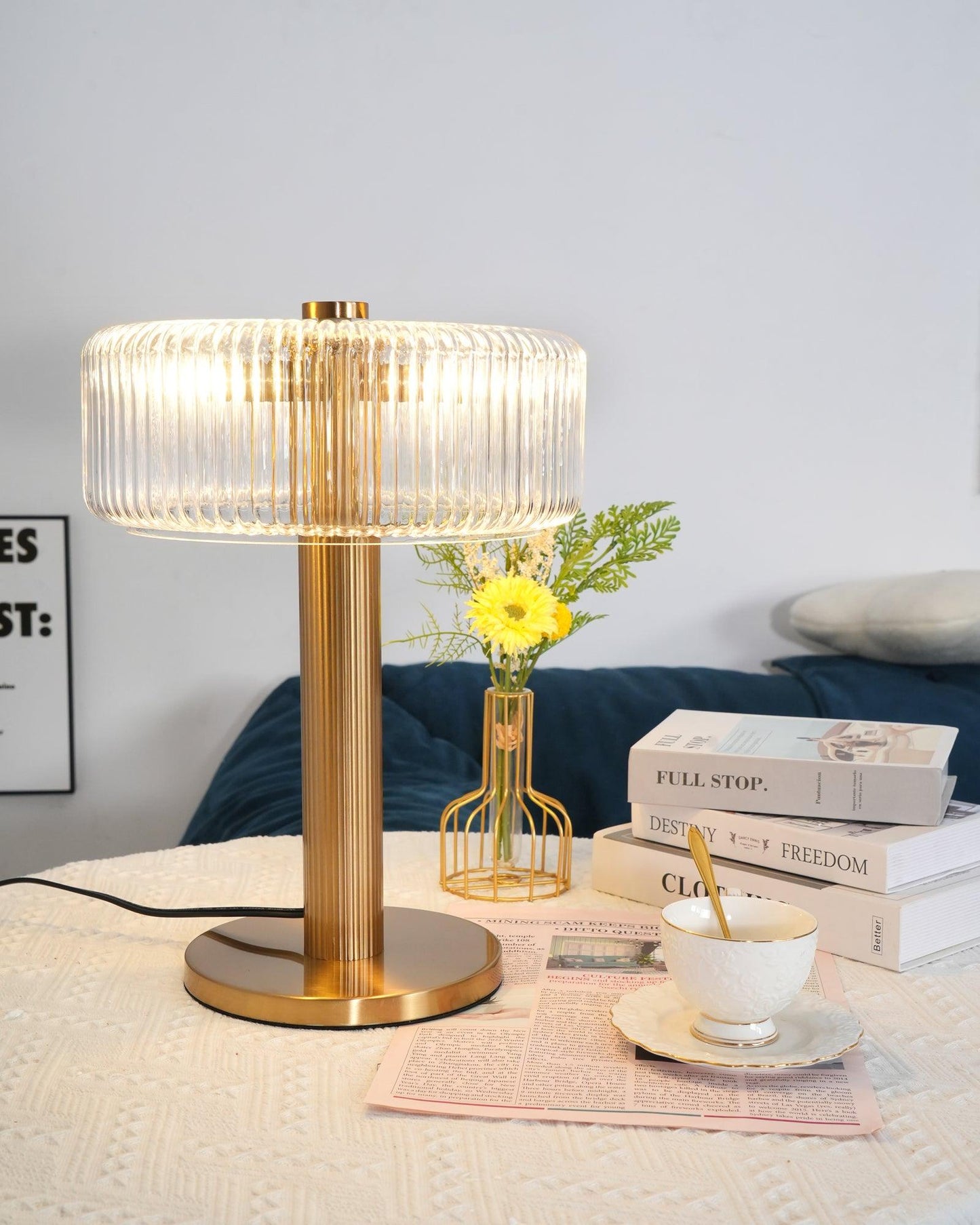 Ribbed Glass Carousel Table Lamp