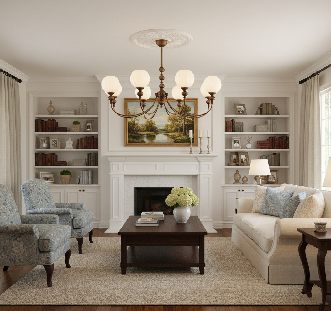 Ribbed Orb Shades Chandelier