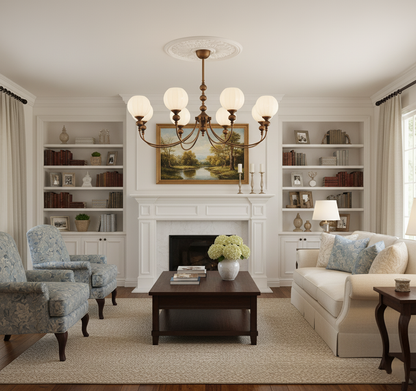 Ribbed Orb Shades Chandelier