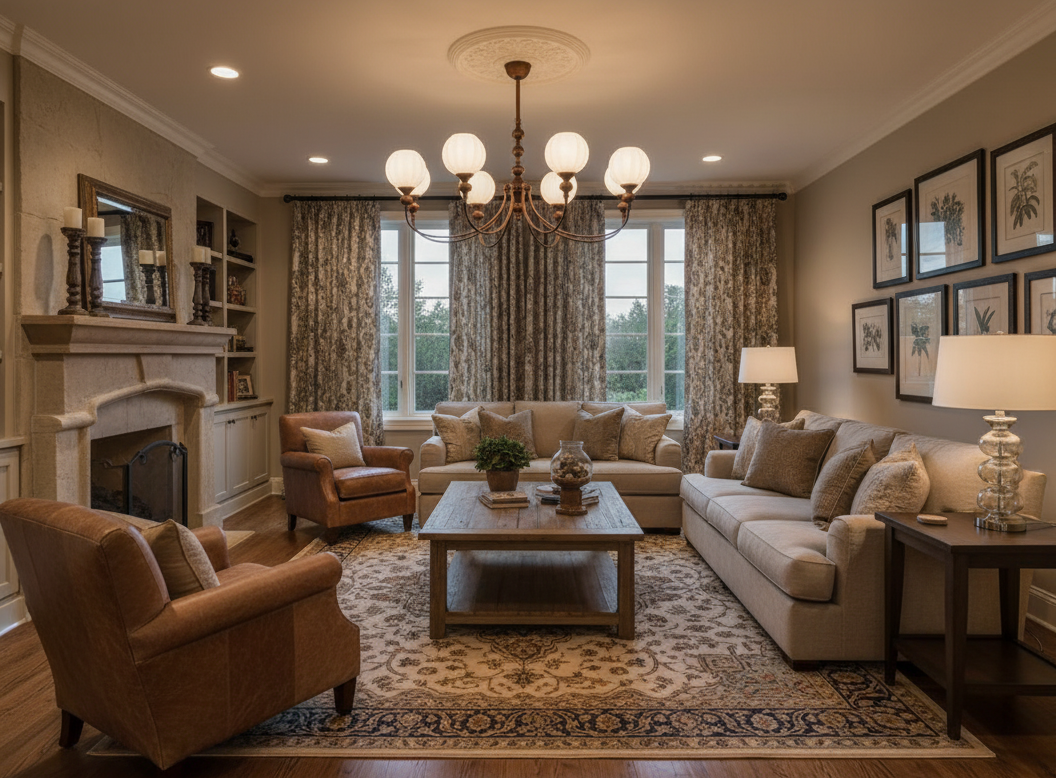 Ribbed Orb Shades Chandelier