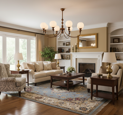 Ribbed Orb Shades Chandelier