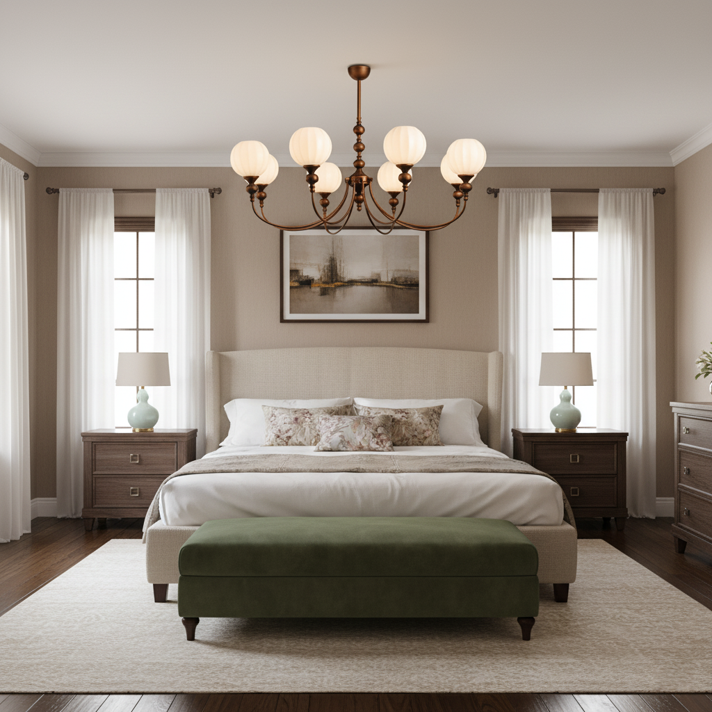 Ribbed Orb Shades Chandelier