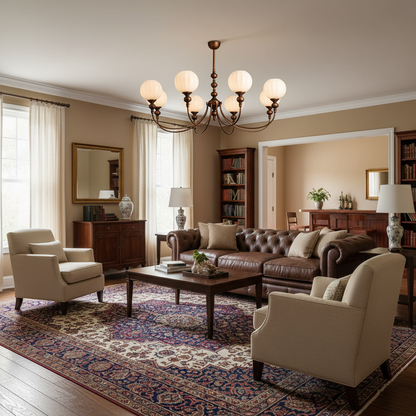 Ribbed Orb Shades Chandelier