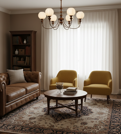 Ribbed Orb Shades Chandelier