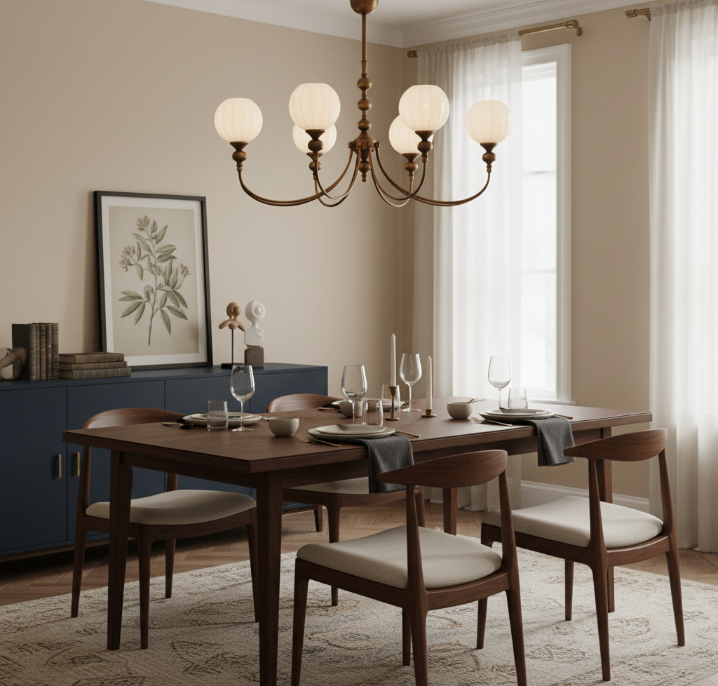 Ribbed Orb Shades Chandelier