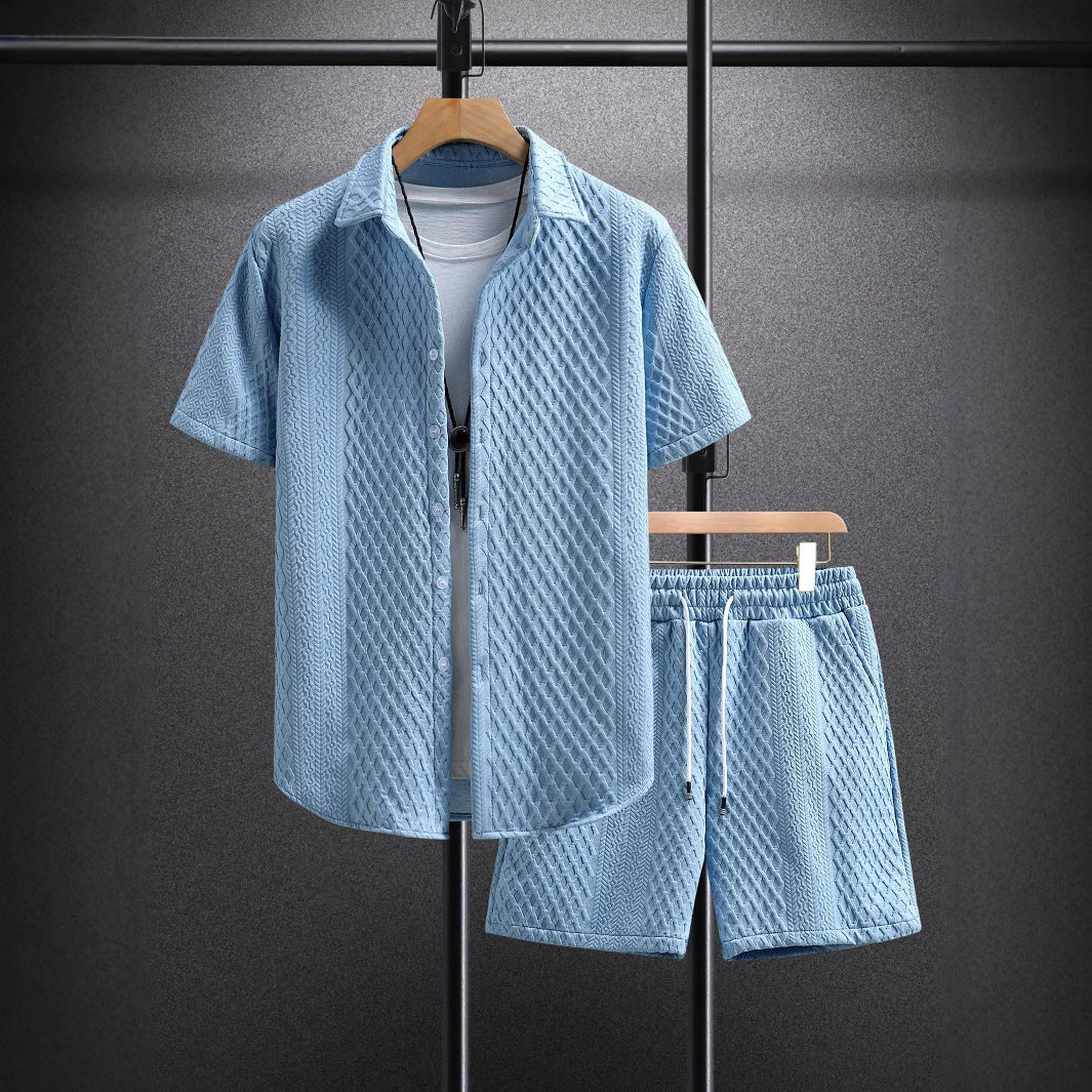 Button Front Collared Patterned Set
