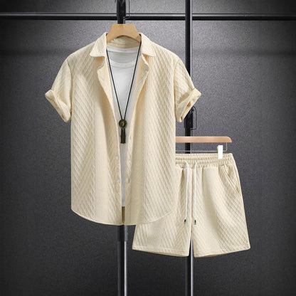 Button Front Collared Patterned Set