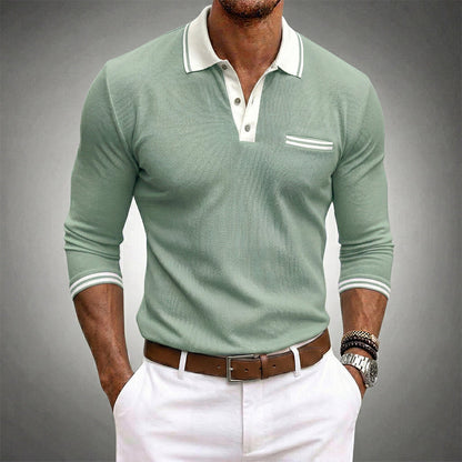 Contrast Trim Long Sleeves Shirt