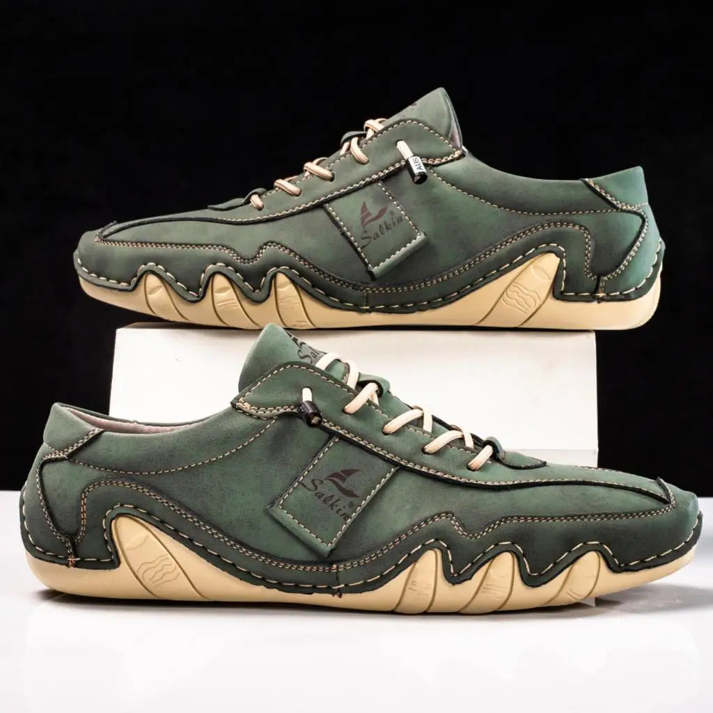 Lace Up Contrast Stitch Low Top Textured Sole Shoes