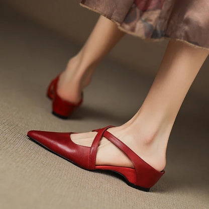 Slingback Low Heel Pointed Closed Toe Sandals