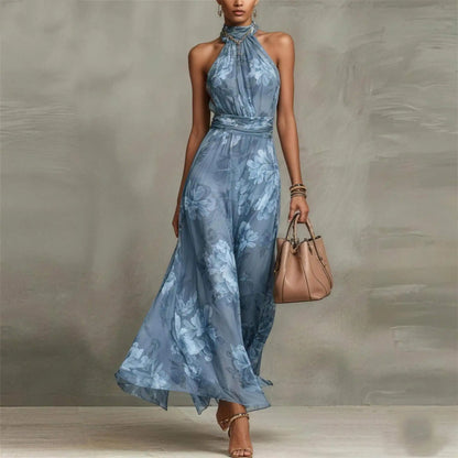 Pleated Sleeveless Fitted Draped Maxi Dress