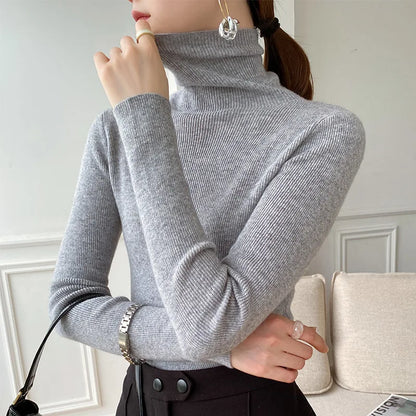 Ribbed Fitted Folded Tapered Hemmed Sweater