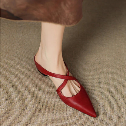 Slingback Low Heel Pointed Closed Toe Sandals