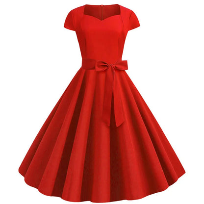 Cap Sleeve Sweetheart Neck Bowed Maxi Dress