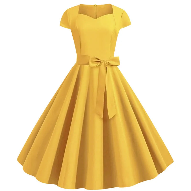Cap Sleeve Sweetheart Neck Bowed Maxi Dress