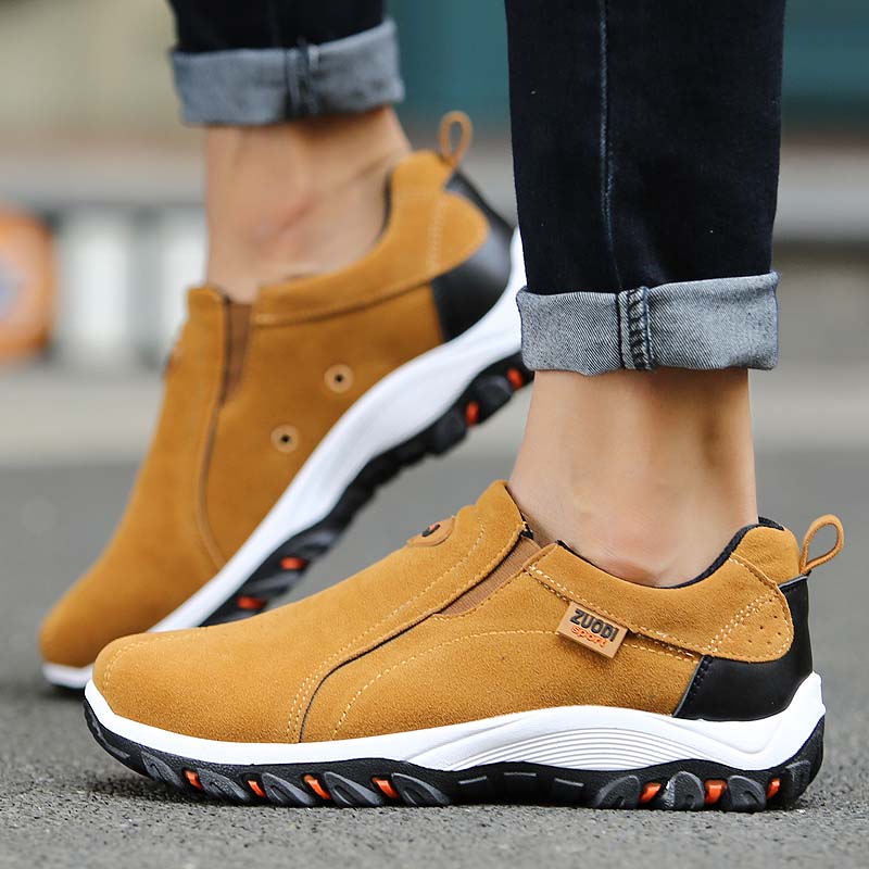 Stitched Paneled Gusseted Treaded Laceless Shoes
