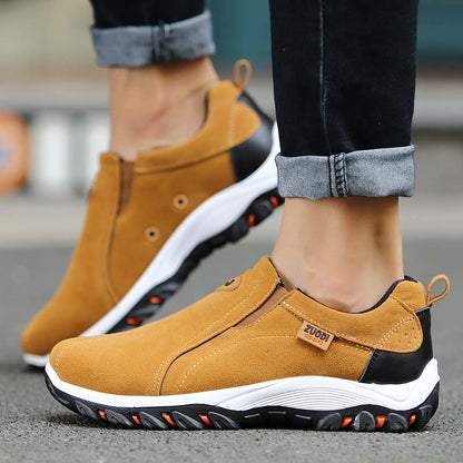 Stitched Paneled Gusseted Treaded Laceless Shoes