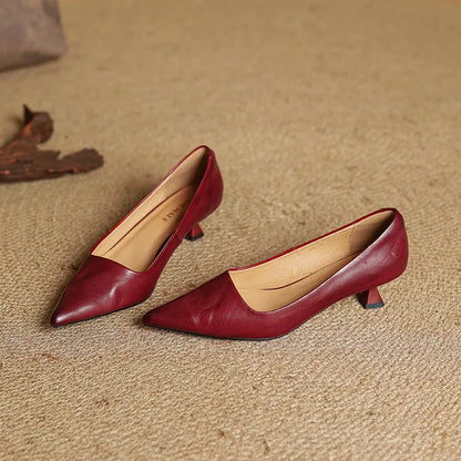 Slip On Pointed Toe Low Kitten Heels