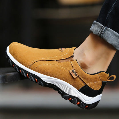 Stitched Paneled Gusseted Treaded Laceless Shoes