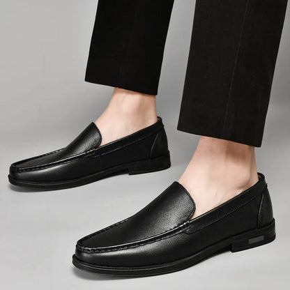 Contrast Stitching Square Toe Slip On Loafers