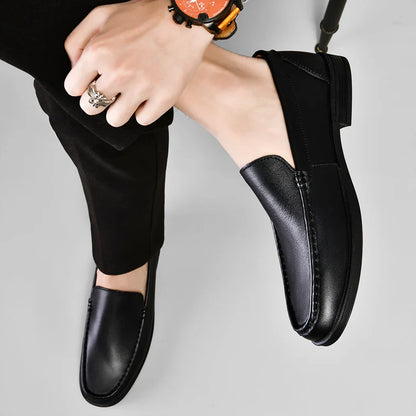 Contrast Stitching Square Toe Slip On Loafers