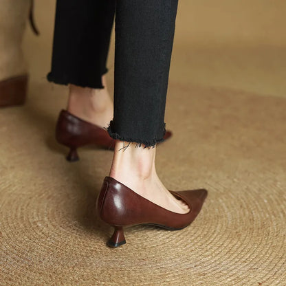 Slip On Pointed Toe Low Kitten Heels