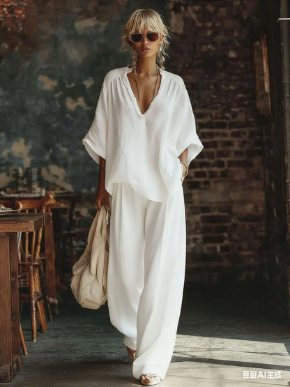 Crinkled Plunging Dropped Wide Loose Set
