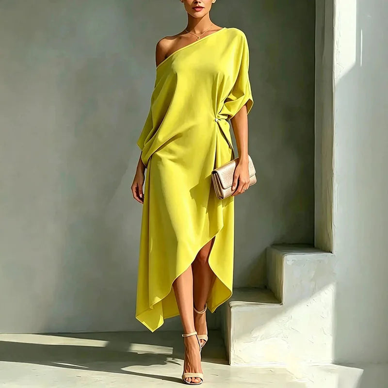 Asymmetric Draped Loose Long Dress