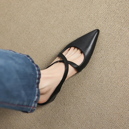 Slingback Low Heel Pointed Closed Toe Sandals