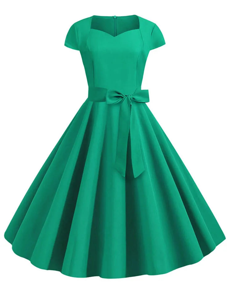Cap Sleeve Sweetheart Neck Bowed Maxi Dress