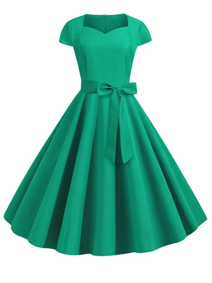 Cap Sleeve Sweetheart Neck Bowed Maxi Dress