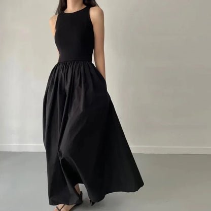 Plunging Neckline Pleated Flowy Floor Length Dress