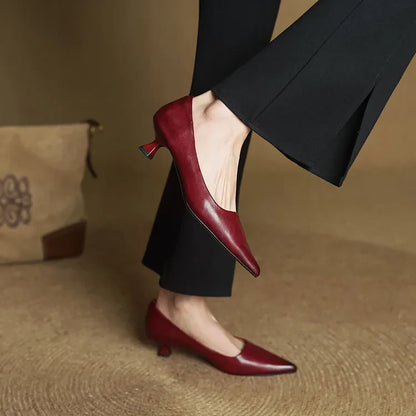 Slip On Pointed Toe Low Kitten Heels