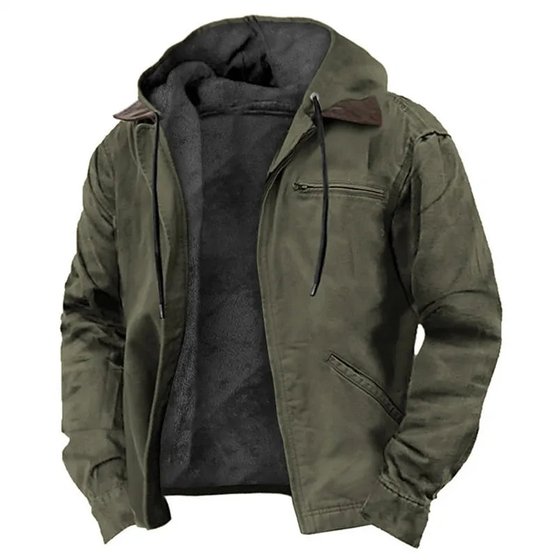 Hooded Lined Zip-Up Jacket For Men