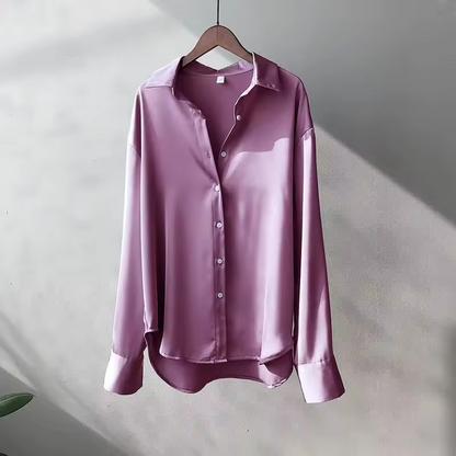 Solid Button Down Collared Blouse