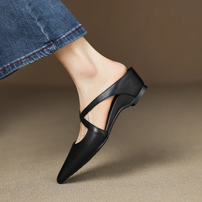 Slingback Low Heel Pointed Closed Toe Sandals