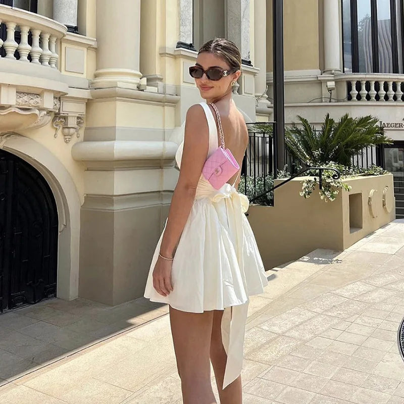 Square Neck Sleeveless Backless Mini Dress