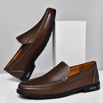 Contrast Stitching Square Toe Slip On Loafers