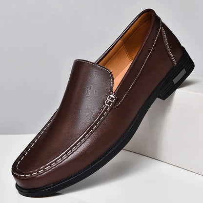 Contrast Stitching Square Toe Slip On Loafers