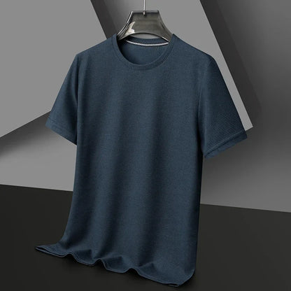 Short Round Neck Textured Ribbed Straight Shirt