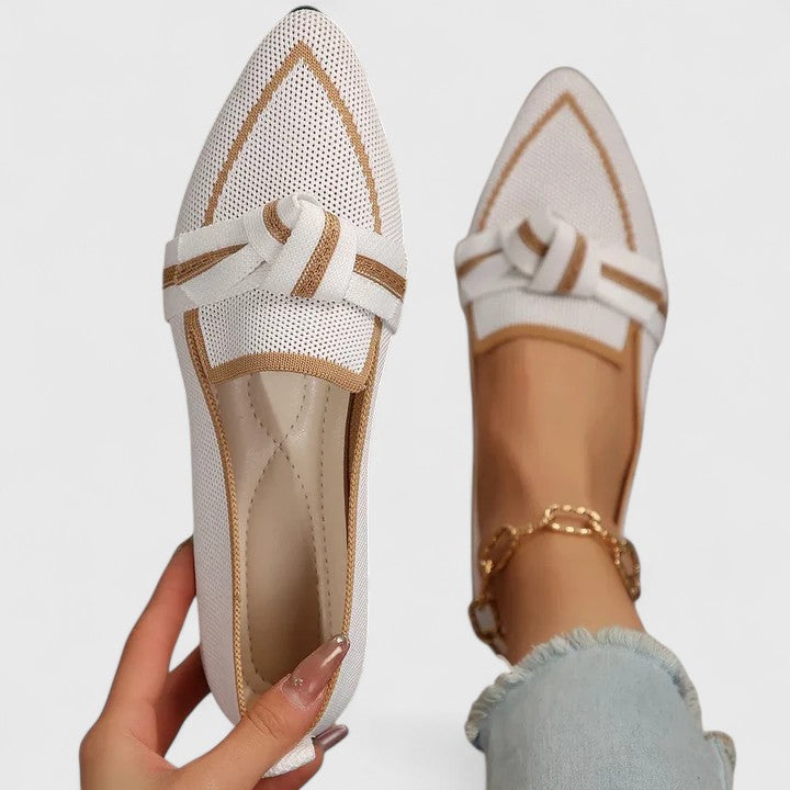 Pointed Knotted Slip On Flat Loafers