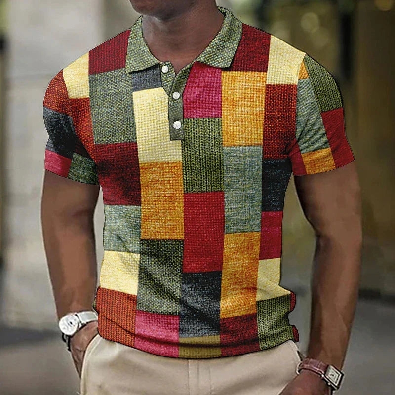 Short Sleeve Geometric Men's Polo