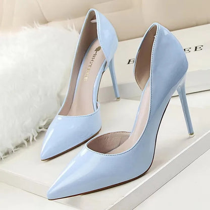 Pointed Closed Asymmetrical Cutout High Slender Heels