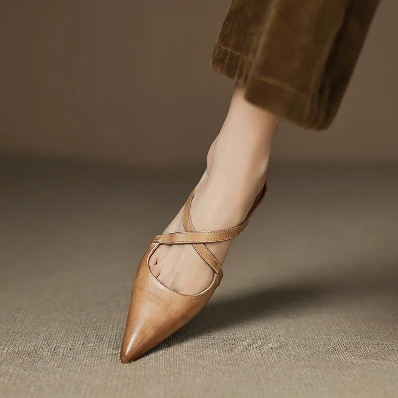 Slingback Low Heel Pointed Closed Toe Sandals